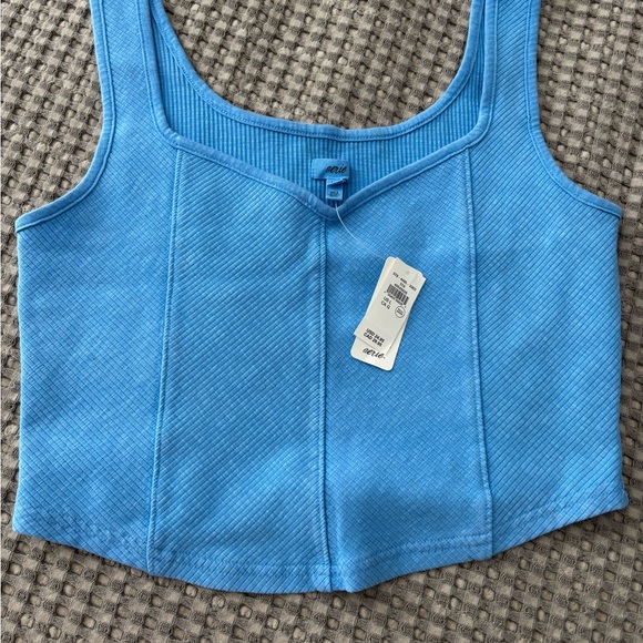 aerie Tops - 💙 NWT Aerie Blue Fitted Buttoned Crop Tank Top